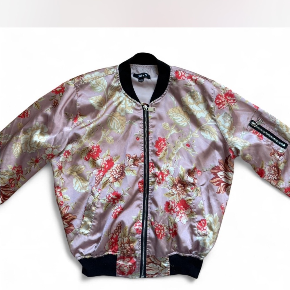 American Vintage Floral Bomber Jacket - Pink and Red